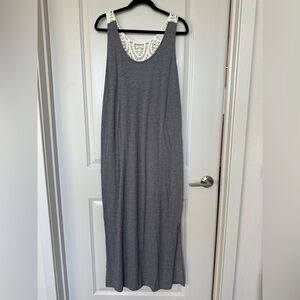 Merona Women’s Gray Maxi Dress with Chochet Lace Back - Medium